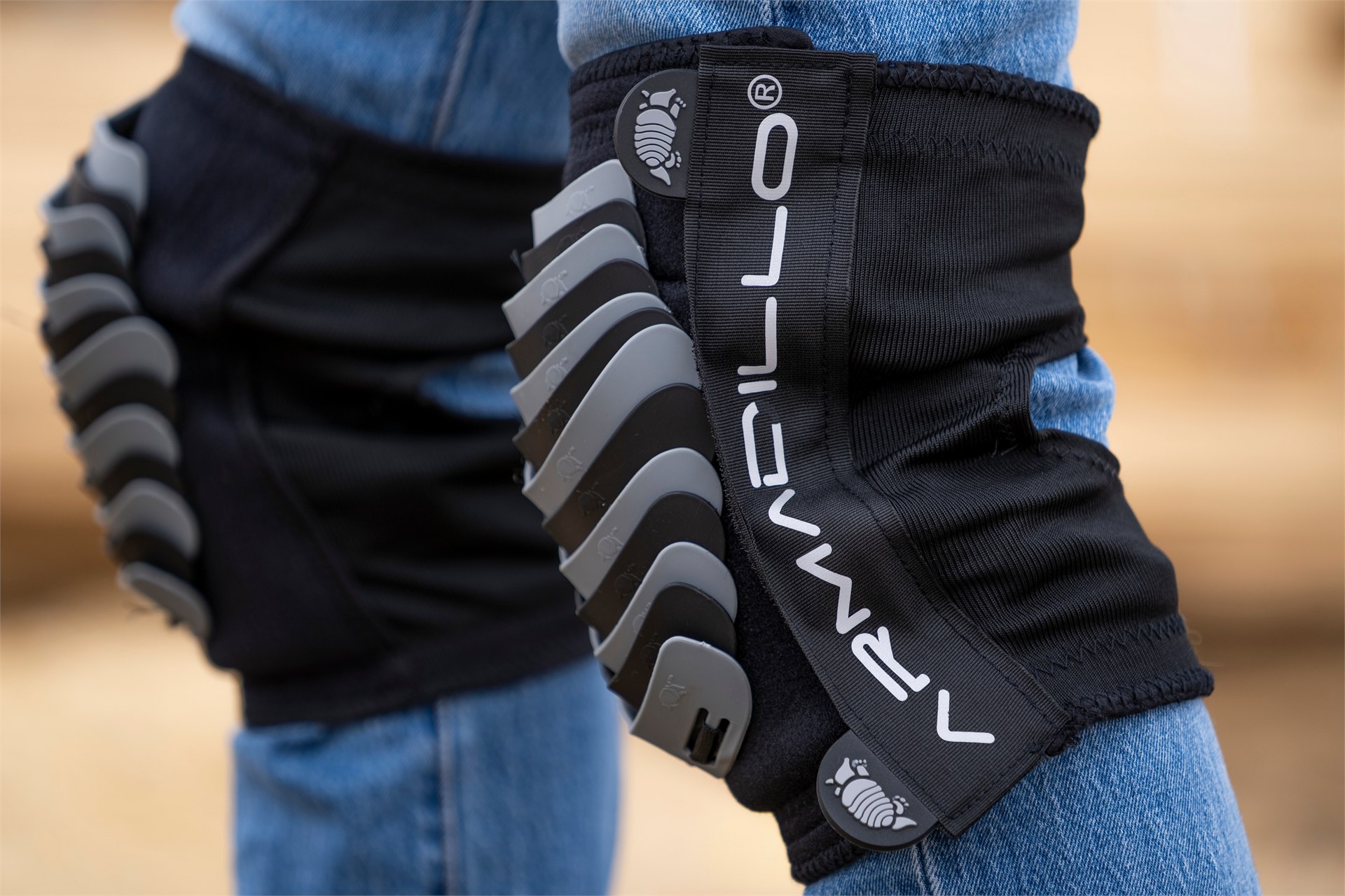 Armadillo knee pad in use on site